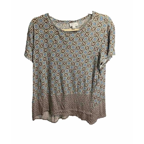J. Jill Love Linen Women’s Geometric Print Pullover Blouse 100% Linen Size Large - Picture 1 of 4